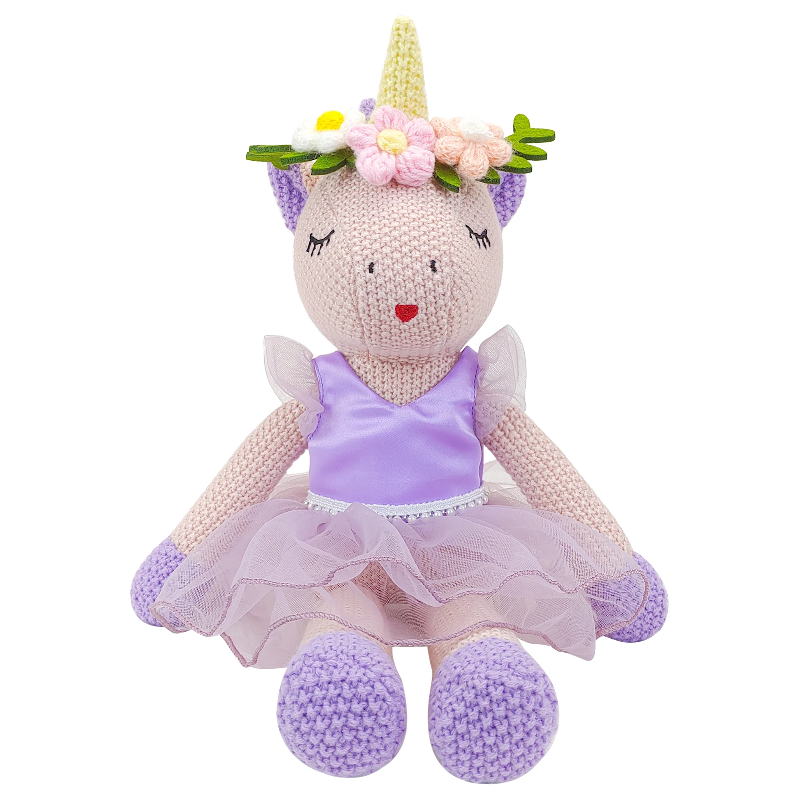 Factory Price Handmade Soft Knit Baby Stuffed Animals Unicorn Soft Knit Doll Toy for Girl
