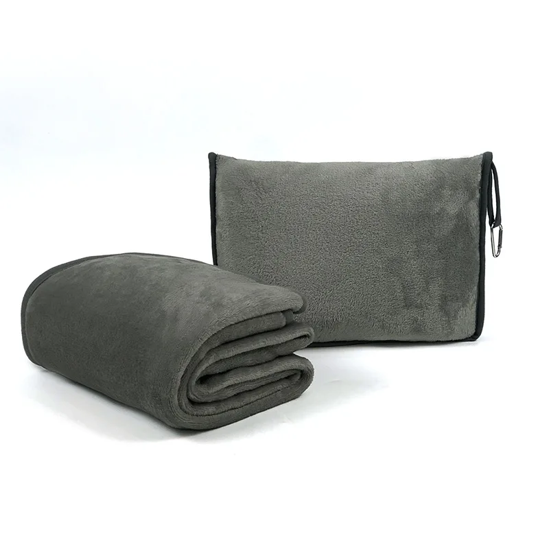 Travel Blanket Pillow Airplane Blanket in Soft Bag case with Hand Luggage Belt and Backpack Clip Travelers Gifts Accessories