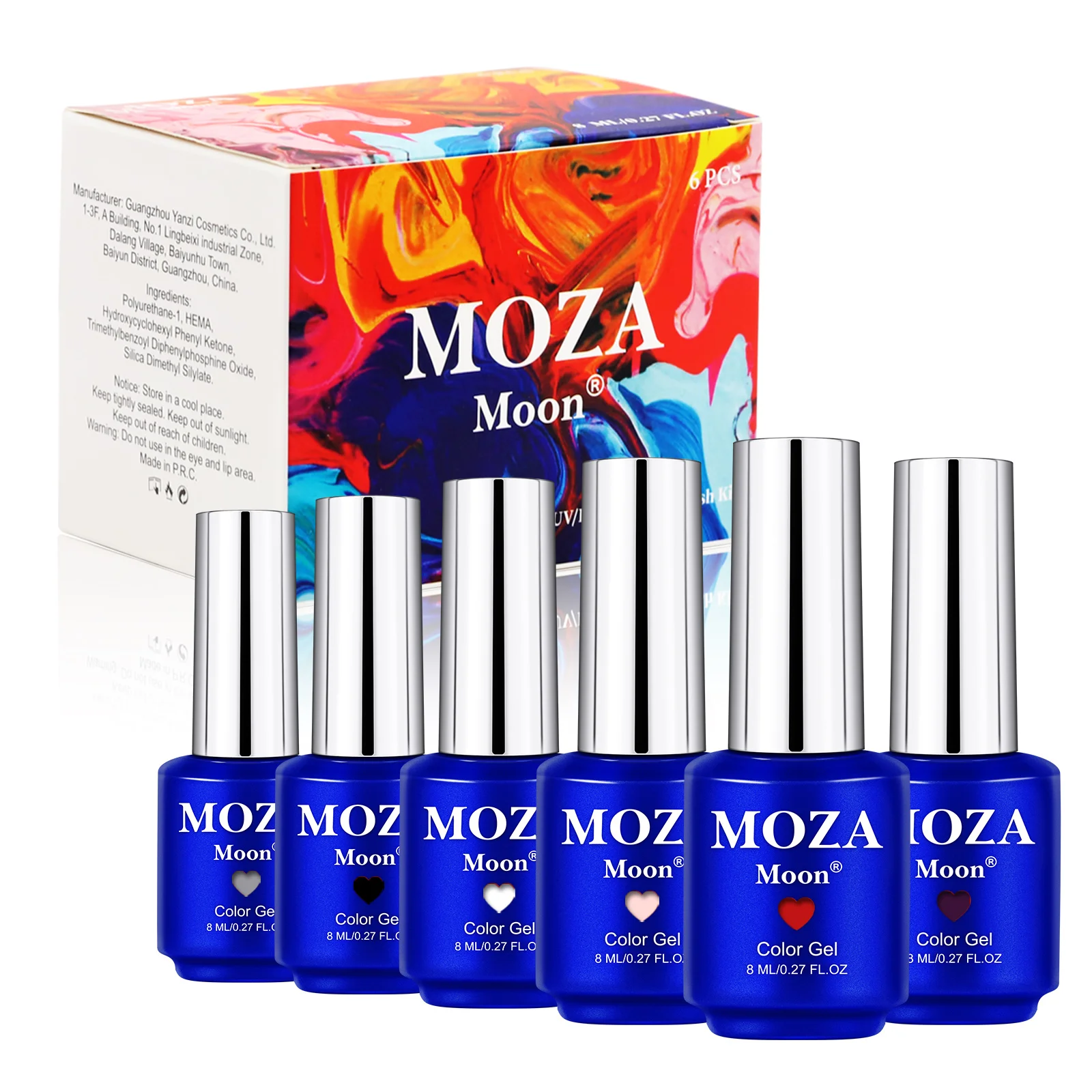 2023 new arrival 6pcs moza moon gel polish set uv led soak off nail kit professional gel nail polish starter kit