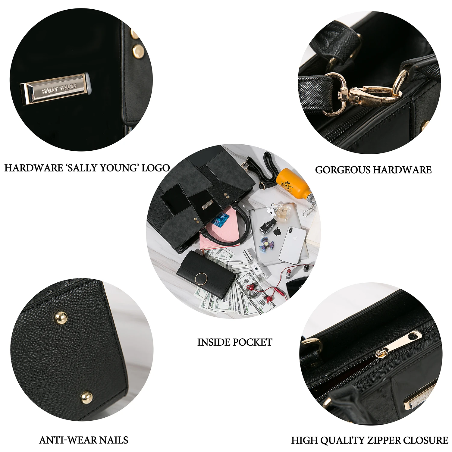 HEC 2022 Fashion Designer Pu Leather Material Women Handbag Wholesale