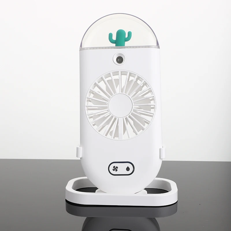 Outdoor USB Rechargeable Handheld Humidifier Fan Water Mist Air Cooling Tabletop Fan Night Light Spraying Portable Mini Fan