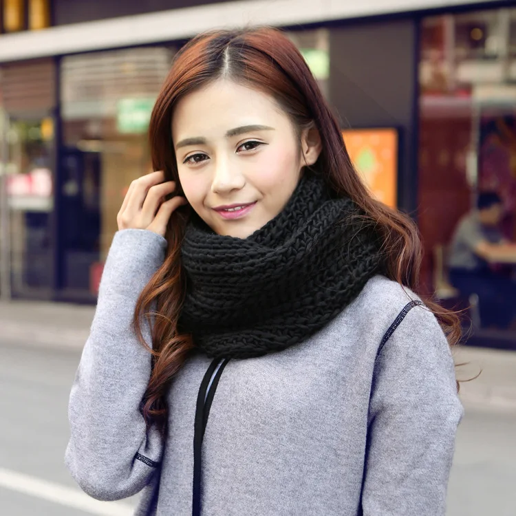 
wholesale 2019 autumn winter circle woolen warm collar knitted loop scarf 
