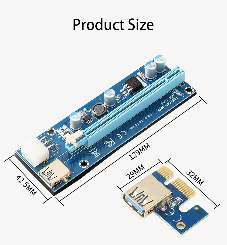 Популярная Райзер-карта Ver 009s Pcie 1x до 16x Pci-e Райзер 60 см Usb3.0 кабель Gpu Райзер-карта