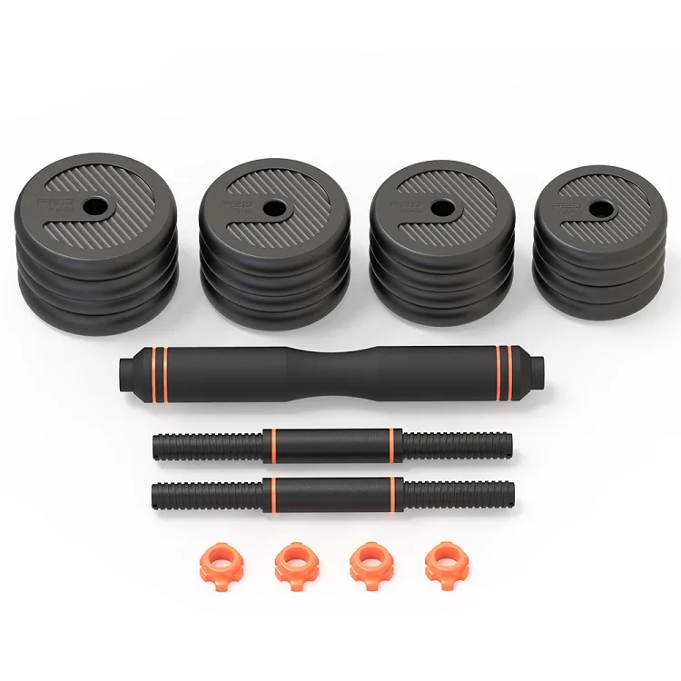 
New style 6 in 1 adjustable fitness equipment barbell set kettle bell combination suit dumbbell set 