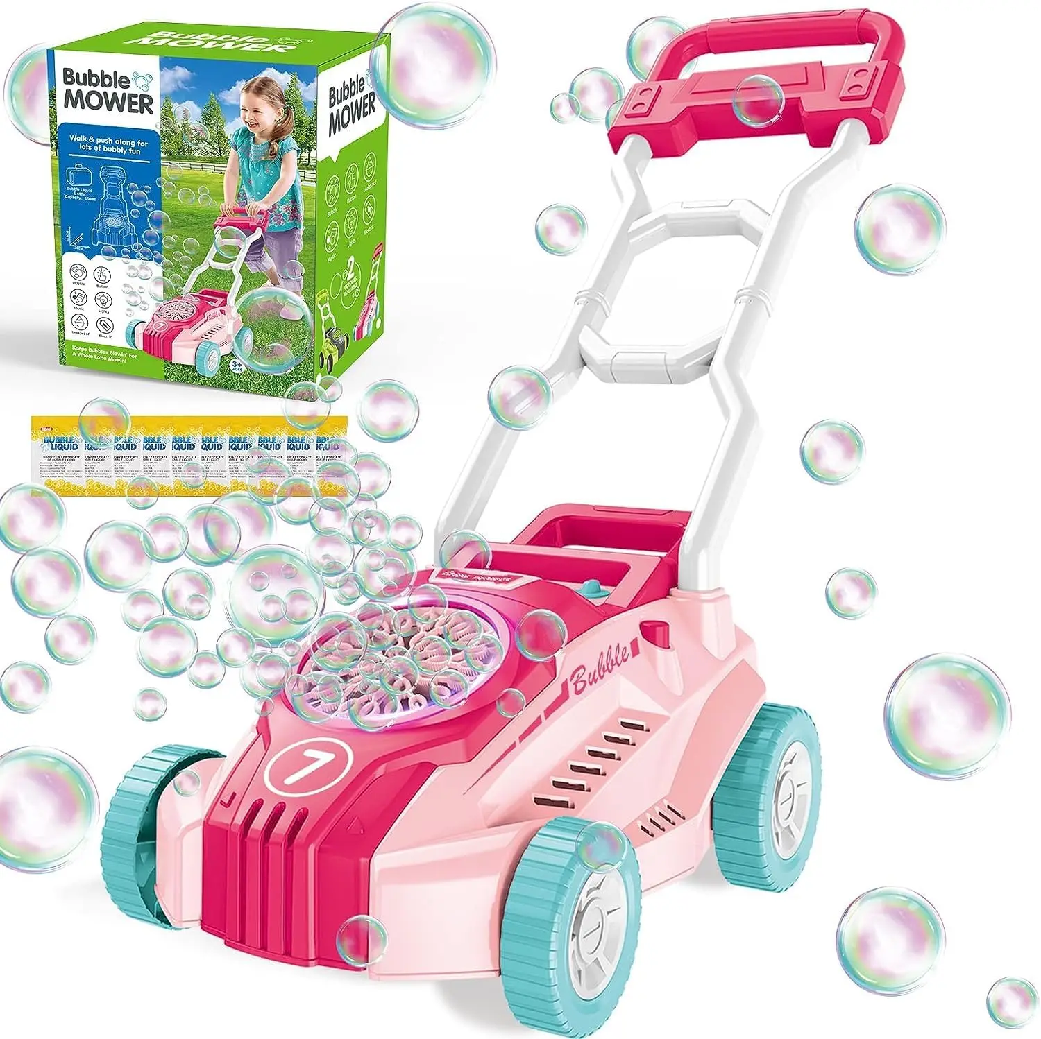 Bubble Lawn Mower Machine Bubble Gun for Toddlers Automatic Summer Outdoor Toys for Kids