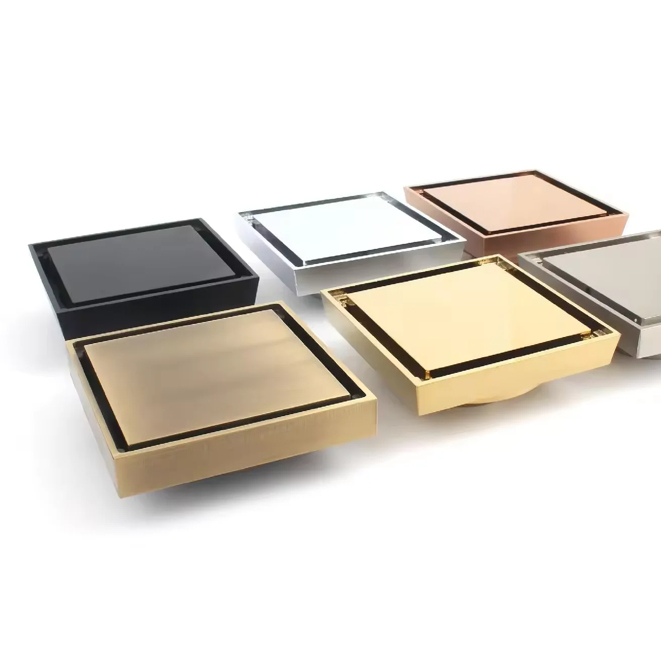 GUIDA Square Brass Floor waste Drain with Tile Insert Grate Cover Strainer Brushed bathroom Anti odor shower drainer