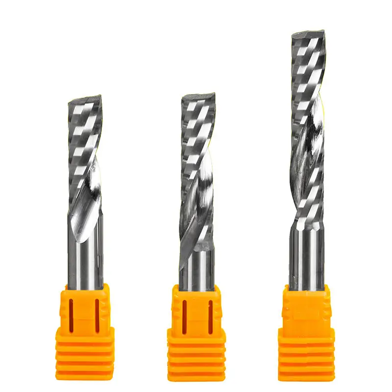 Carbide 1 Flute Spiral Router Bit Single Flute End Mill For Acrylic Aluminum PVC CNC 3.175mm 4mm 6mm Single Edge Cutter