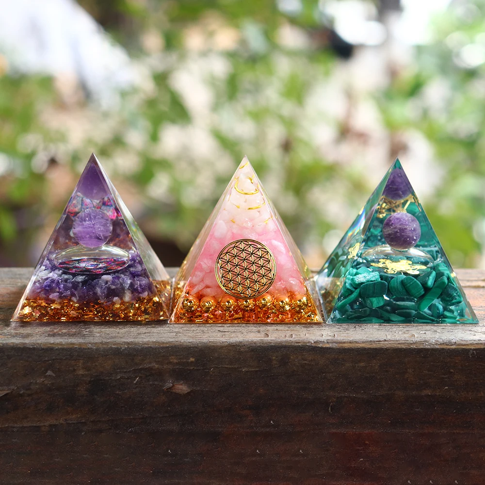 Wholesale Orgonite Pyramid Crystals Natural Stone Orgone Energy Generator Healing Reiki Chakra Meditation Ornaments Crafts