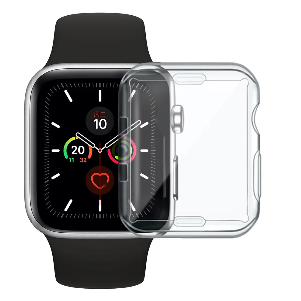  Прозрачный чехол для Apple Watch Series 3 2 1 38 мм 42 360 полностью мягкий прозрачный защитный из ТПУ iWatch 4/5 44