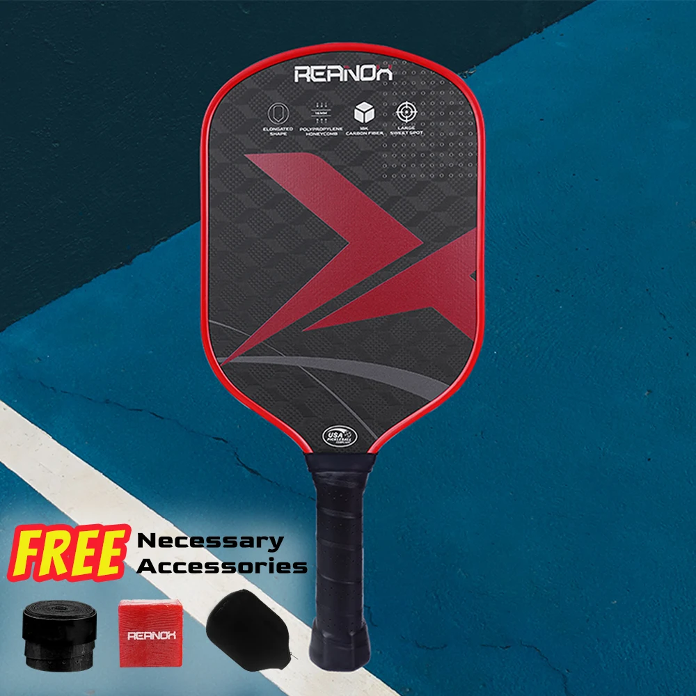 REANOX 18K 3D Pattern Thermoformed Raw Carbon Surface Racket Foam Injected Wall Premium Control Pickleball Paddle
