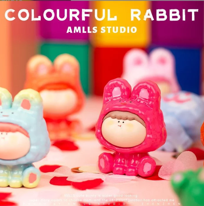 new AMLLS Colorful Rabbit series Blind box toys Mystery box guess bag surprise cute action figure dolls collection girls gift