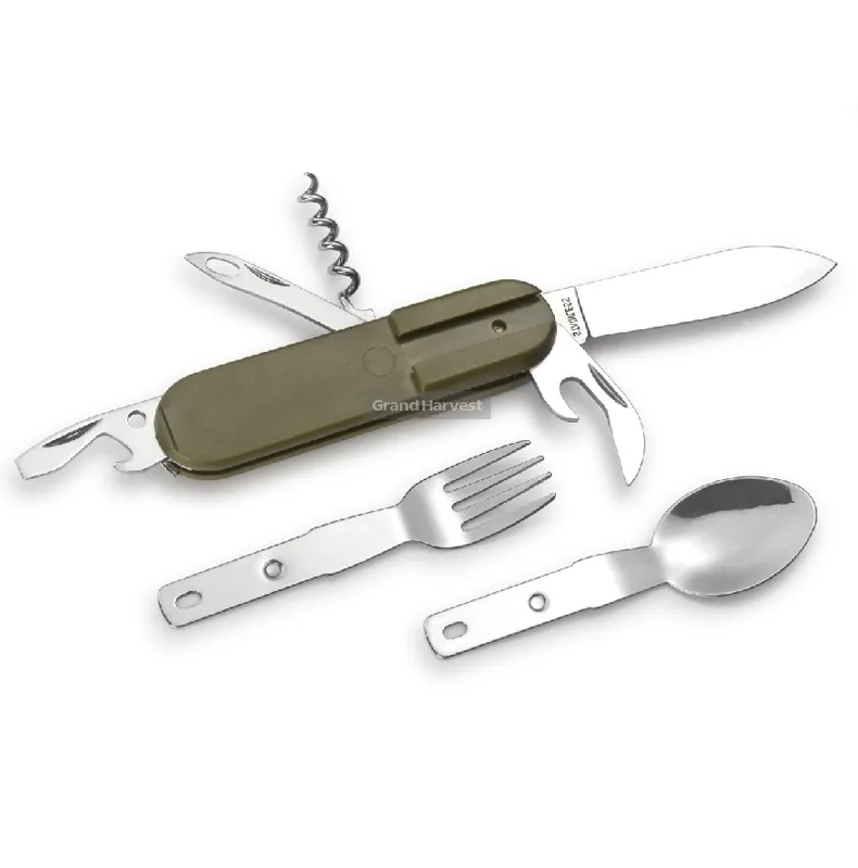 9 in 1 Multi Functional Tool Camping Picnic Cutlery Folding Spoon Fork Knife Set