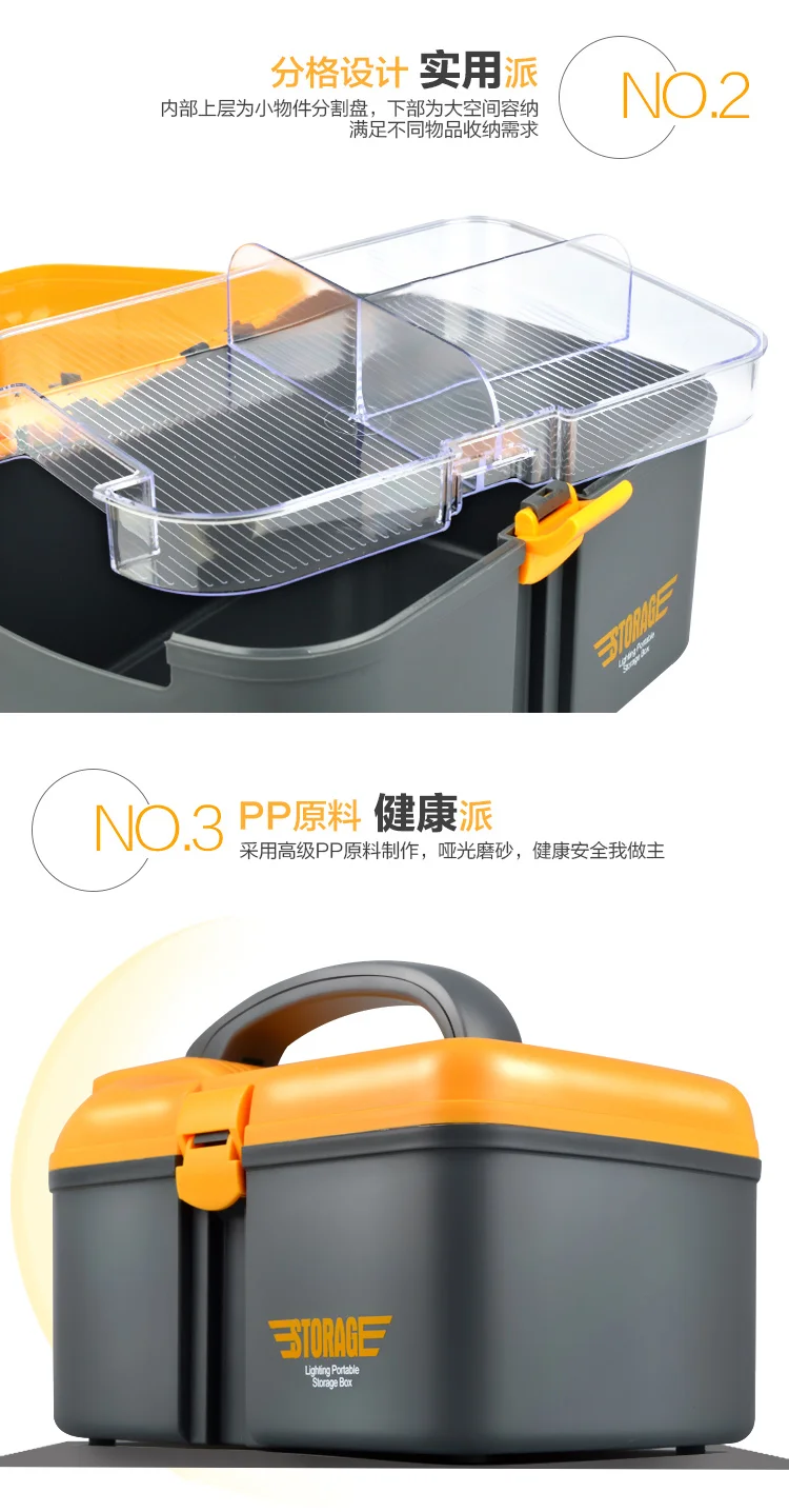 Wholesale household plastic flashlight storage box medicine chest pill first aid multi-function with handle durable portable