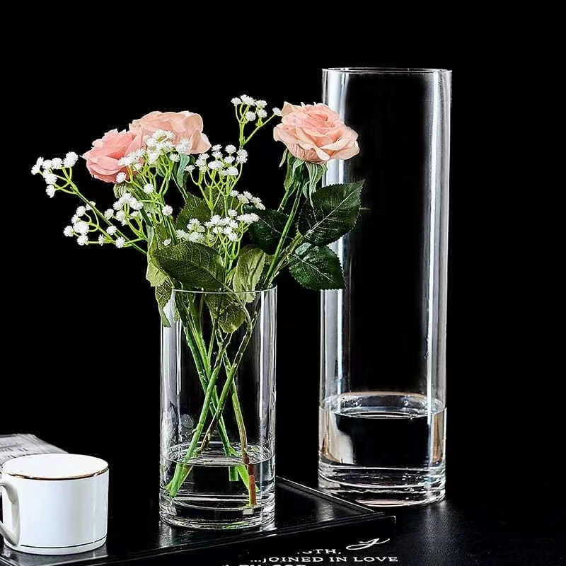 Большой прозрачный напольный цветочный цилиндр 30 40 50 60 см Высота 10 20 25 высокая стеклянная ваза для свадьбы