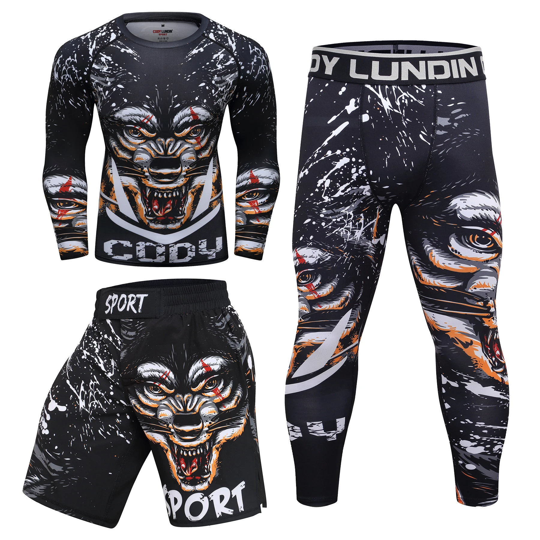 Sportswear Printed Boxing Rashguard For Adults Jiu jitsu T-shirt Set Kickboxing Jerseys Sport Boy BjJ Gi Muay Thai Shorts