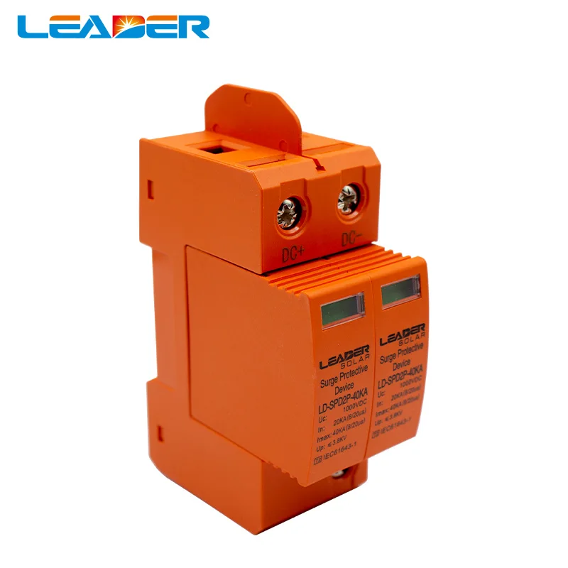 2P DC 1000V 20~40KA Din Rail Surge Protective Device House Solar PV System Arrester Surge Protector