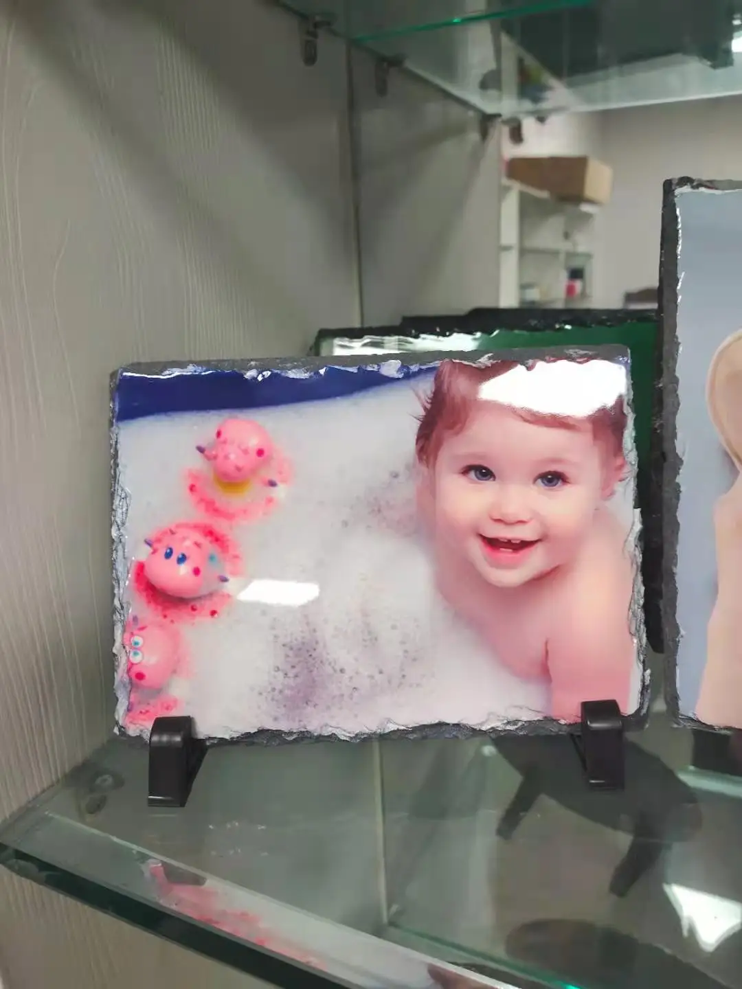 photo customised  DIY sublimation heat press transfer slate coated stone  blank rock