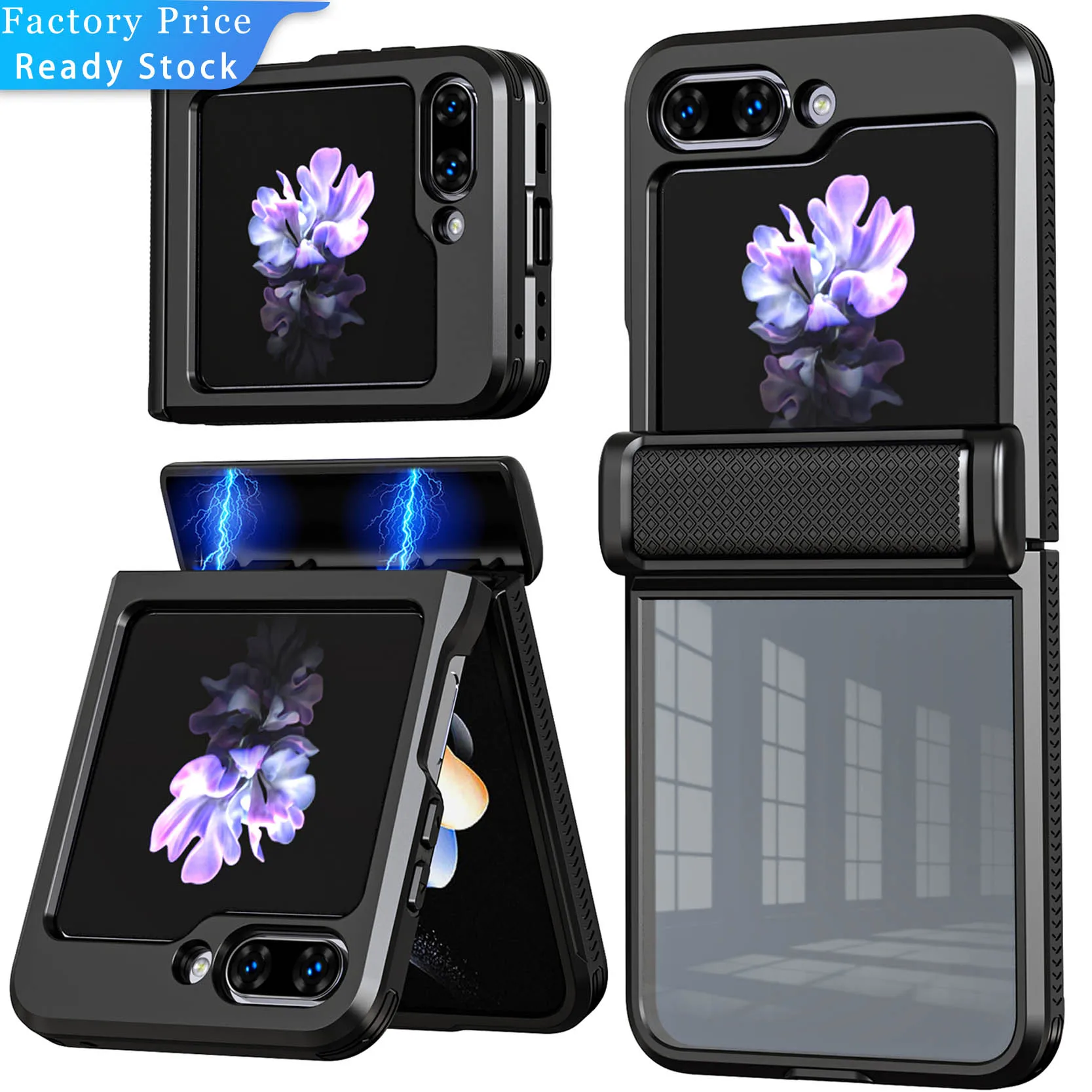 New Arrival Case For Samsung Galaxy Z Flip 5 5G Case, Clear Phone case With Rebound Hinge and Tempered Glass Lens