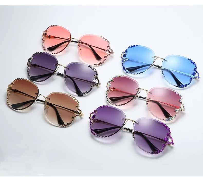 New fashion sunglasses for female diamond-encrusted Korean chao street anti-uv sunglasses luxury sunglasses