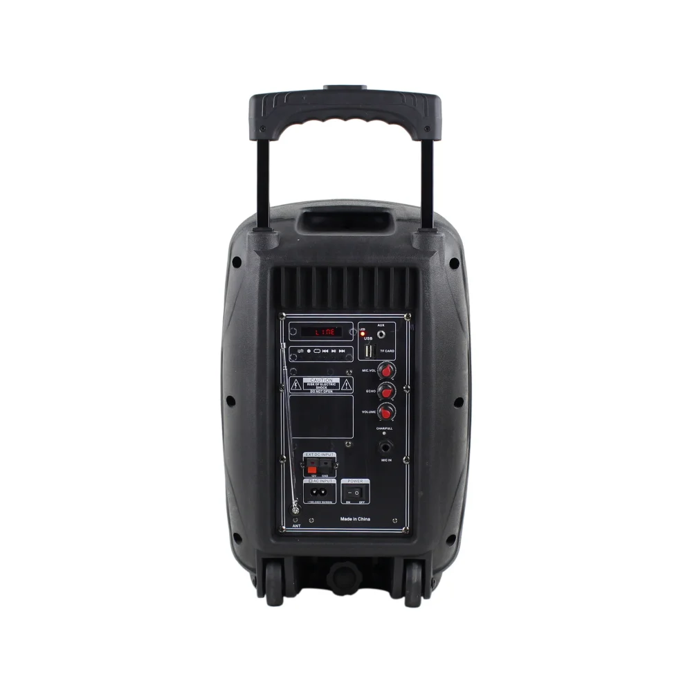 Temeisheng A8-8 100V to 240V 6 buttons LCD display karaoke 90W peak output power oem portable trolley outside speaker