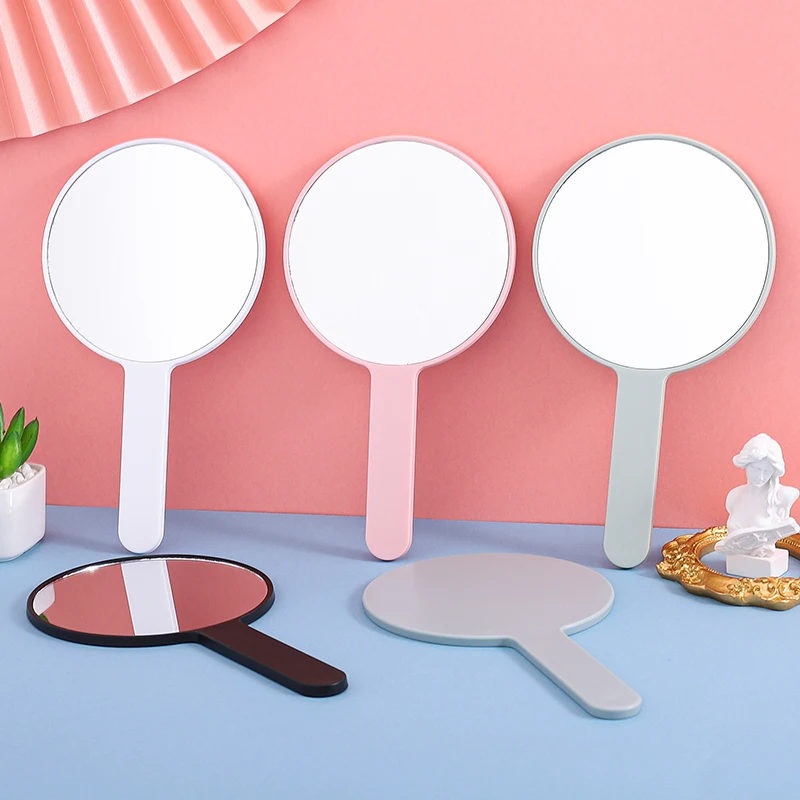 Private Label Customized Logo hand held mirror Single Side Plastic Small Handheld Square Cosmetic Hand Mirrors