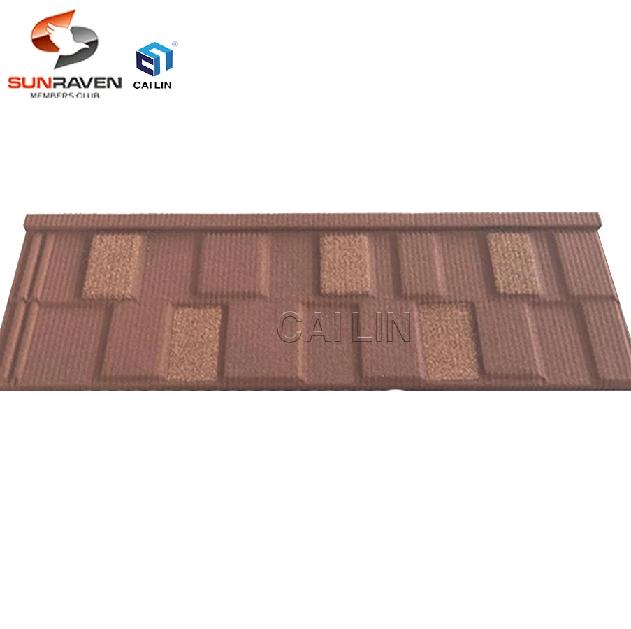 Sunraven Stone Coated Metal Roof Tiles China Factory Price India Metal Clay Roofing Sheets 50 Years Warranty Tejas Ridge Tile