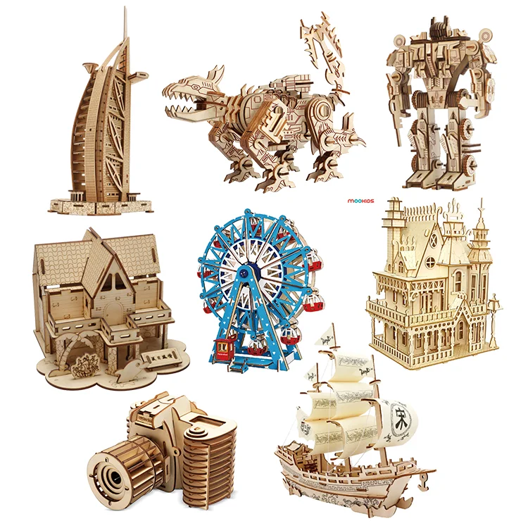 Big Hobbies Gift Children Kids Natural Color Toy Model Building Kits Adult DIY 3D Puzzle Paper Wooden