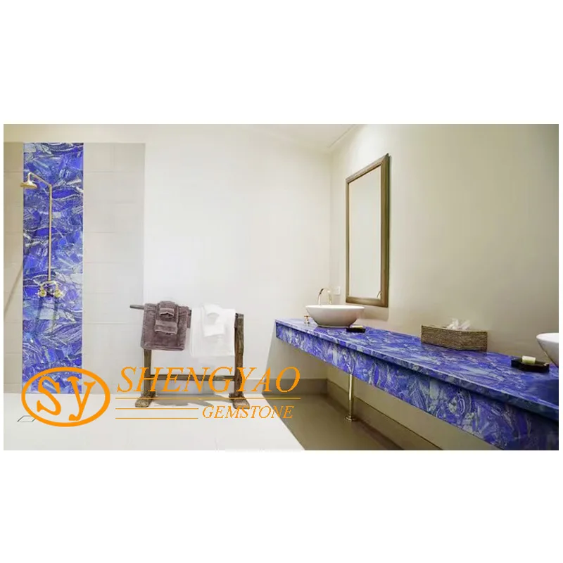 modern design natural lapis lazuli slab for kitchen countertop and sink