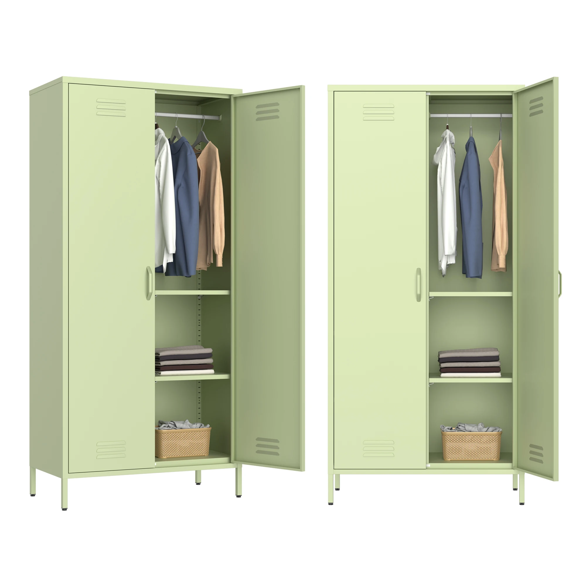 Household Metal Wardrobe 2 Door Storage Locker Bedroom Steel Cupboard For Clothes Steel Wardrobe Closet Balcony Locker Colourful