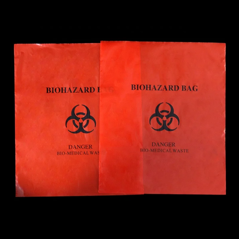 Disposable plastic biohazard waste bags yellow red gravure logo printing sharps container biohazard bag
