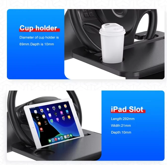New ABS Anti-Slip Steering Wheel Tray Car Interior Dining Desk Laptop Desk Seat Gap Storage Box Custom Model Car Accessories