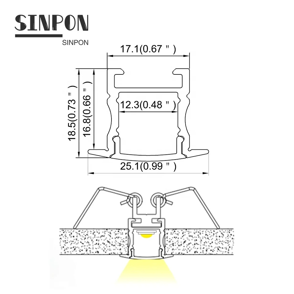 ALU2519 25.1mm * 18.5mm Led Aluminum Profile