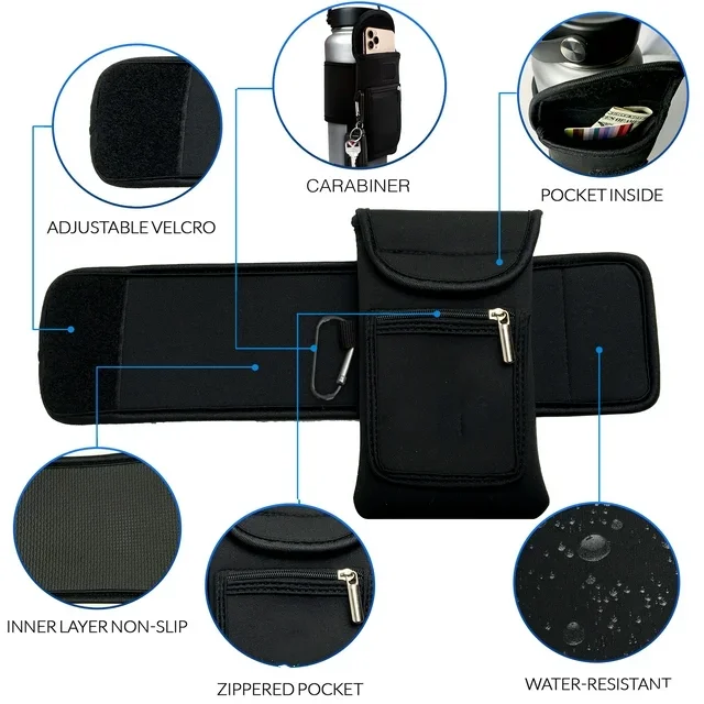 New Product Cell Phone Key Card Bag Neoprene Gym Water Bottle Pouch Water Bottle Holder For Running Walking