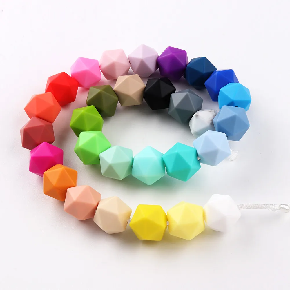 Food Grade  Silicone Beads BAP Free Multi-color Multi-Type Baby Teething  Silicone  Hexagon  Beads