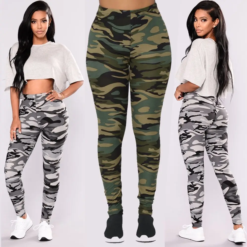 Military Camouflage Army Pants Women Long Skinny Pants Elastic Waist Trousers Sweat Pants Joggers For Women Femme