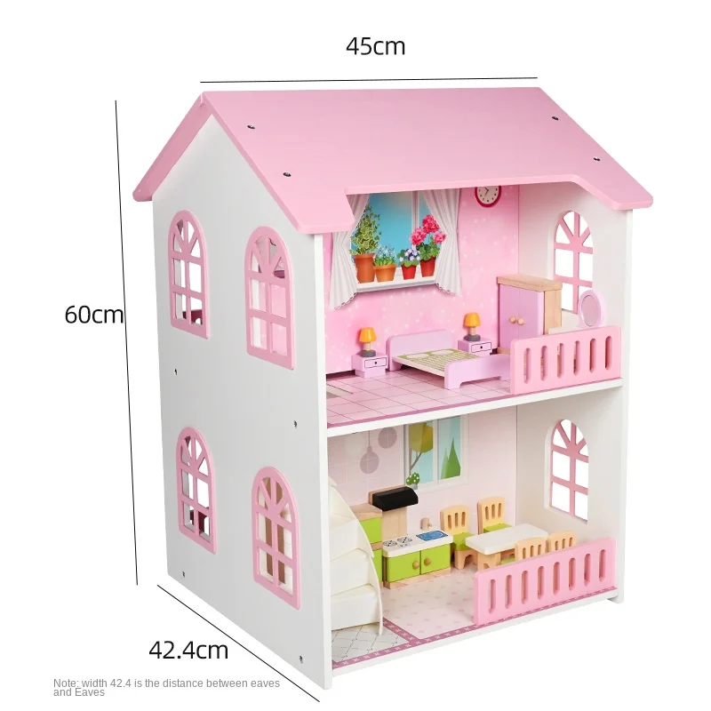 Doll House Kit Toys Pretend Play Wooden Dream Baby Doll House Furniture Toy For Kids Girls Diy Children Accessories