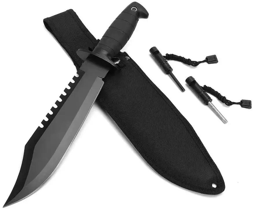 Peaktop  Survival Hunting Knife with Sheath, 15-inch Fixed Blade Tactical Bowie Knife