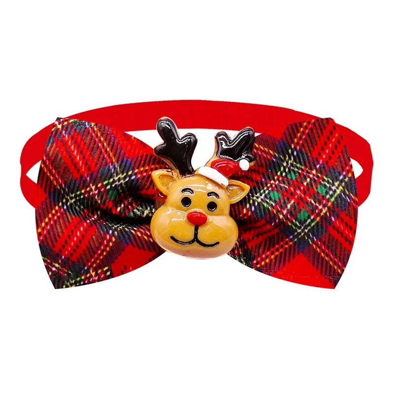 Adjustable Pet Dog Collar with 3D Santa Reindeer Bell Snow Christmas Ornaments Cute Western Fashion Style for Spring Fall Travel