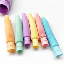 Amazon Hot Sale Funny Colorful Plastic Pop Fidget Tube Toys Sensory Pipe Pop Tubes Fidget Tube Telescopic Toys