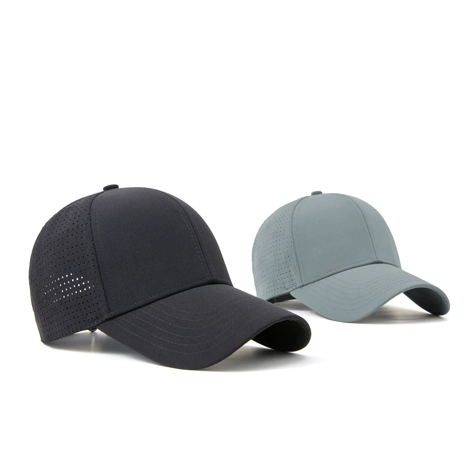 Premium Quality Waterproof Polyester Dry Fit Baseball Caps Laser Cut Hole Perforated Sports Cap For Men