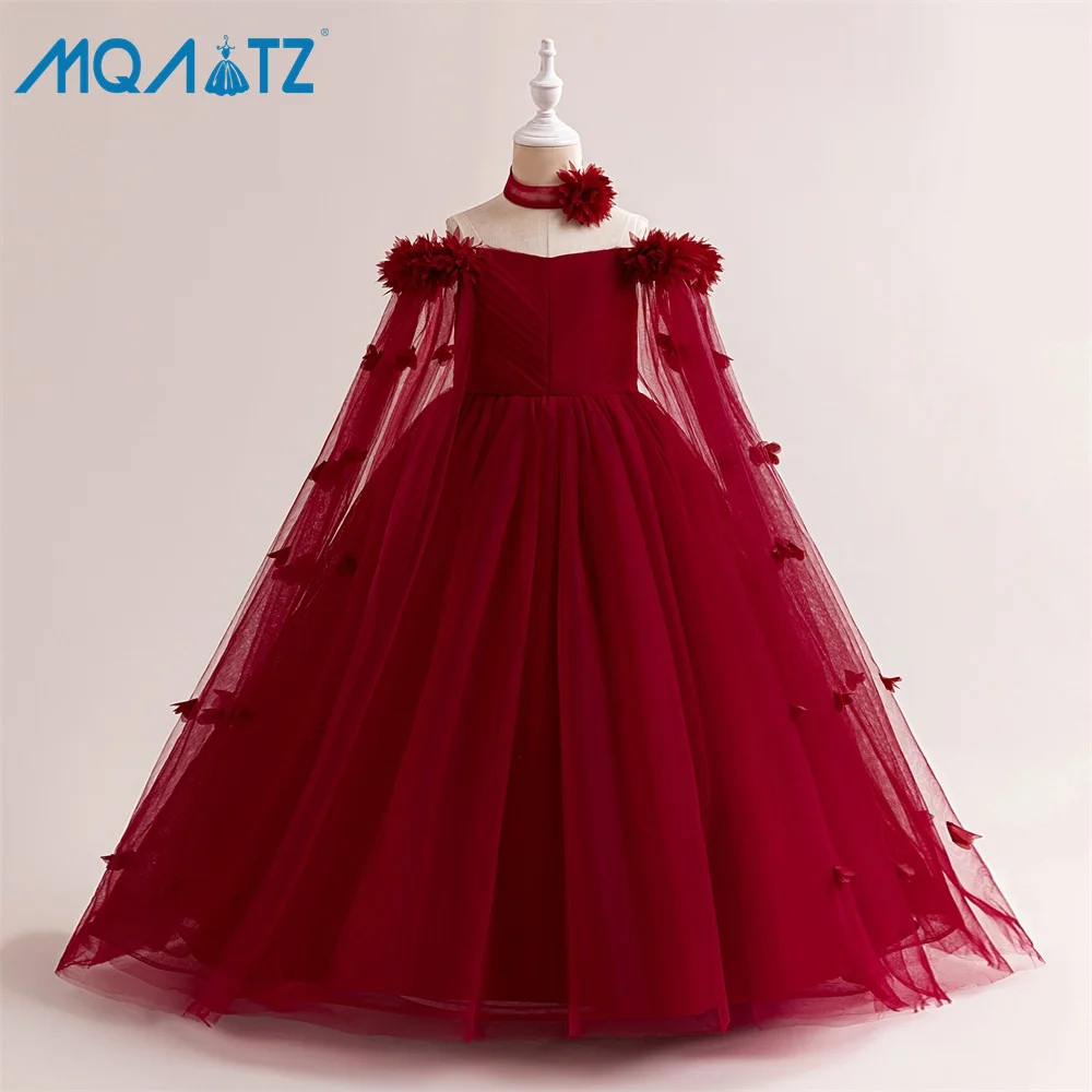MQATZ Off Shoulder Princess Children Party Dress Girl Embroidery Dress Ball Gown For 10 12 Year Girls flower girl dress LP-512