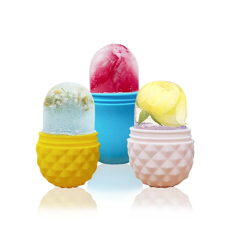 Silicone Ice Ball Face Massager Roller Cold Therapy Reusable Freezable Ice Cup Contour Facial Roller