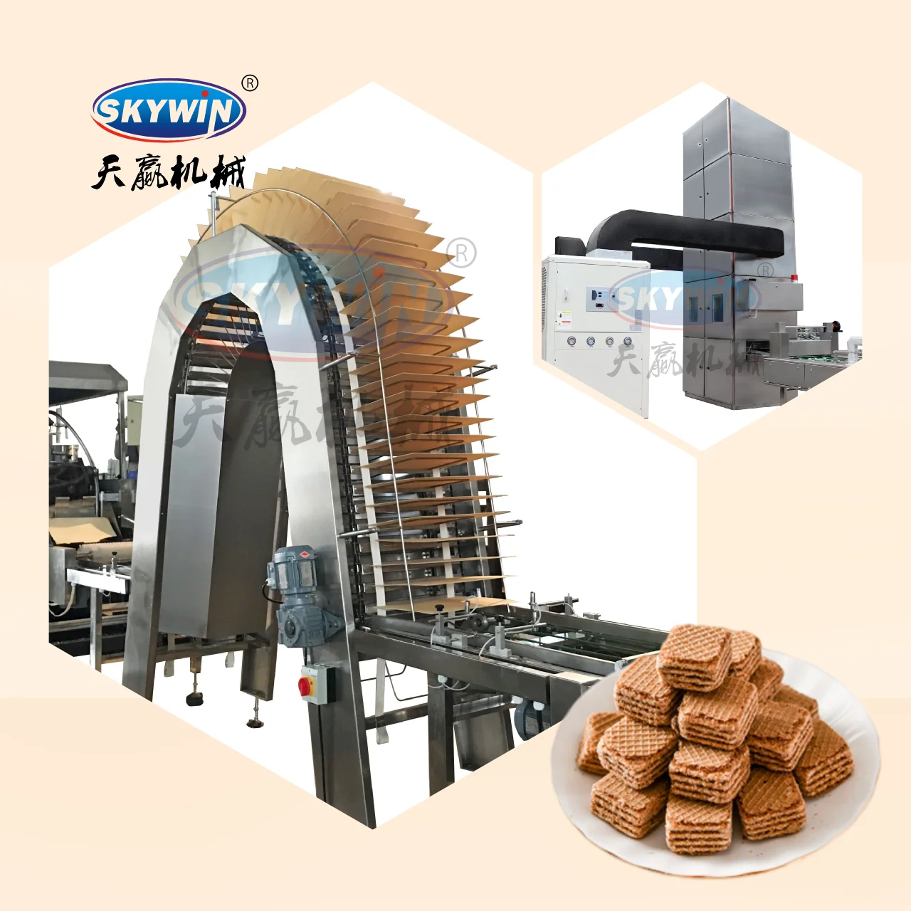 Full Automatic 27 Moulds Gas Oven Automatic Wafer Making Machine Processing Plant Wafer Biscuit Production