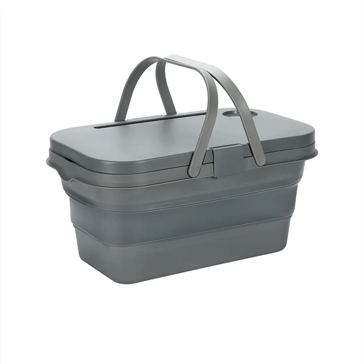 Wholesale Foldable Plastic Picnic Basket Storage Basket for 2 or 4 with Lid and Tray Table Set