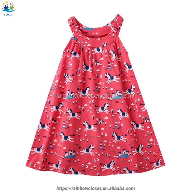 Fashion Girls Custom Print Summer Wear Kid Floral One-piece Tank Dress Children Beach Dress elegant casual dresses
