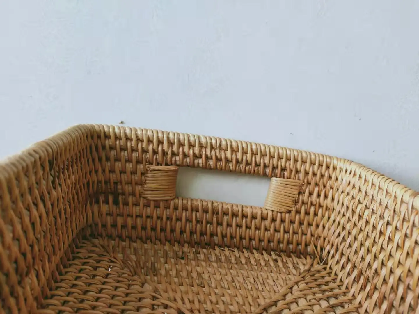 Exquisite storage basket with double handle  natural  rattan  basket