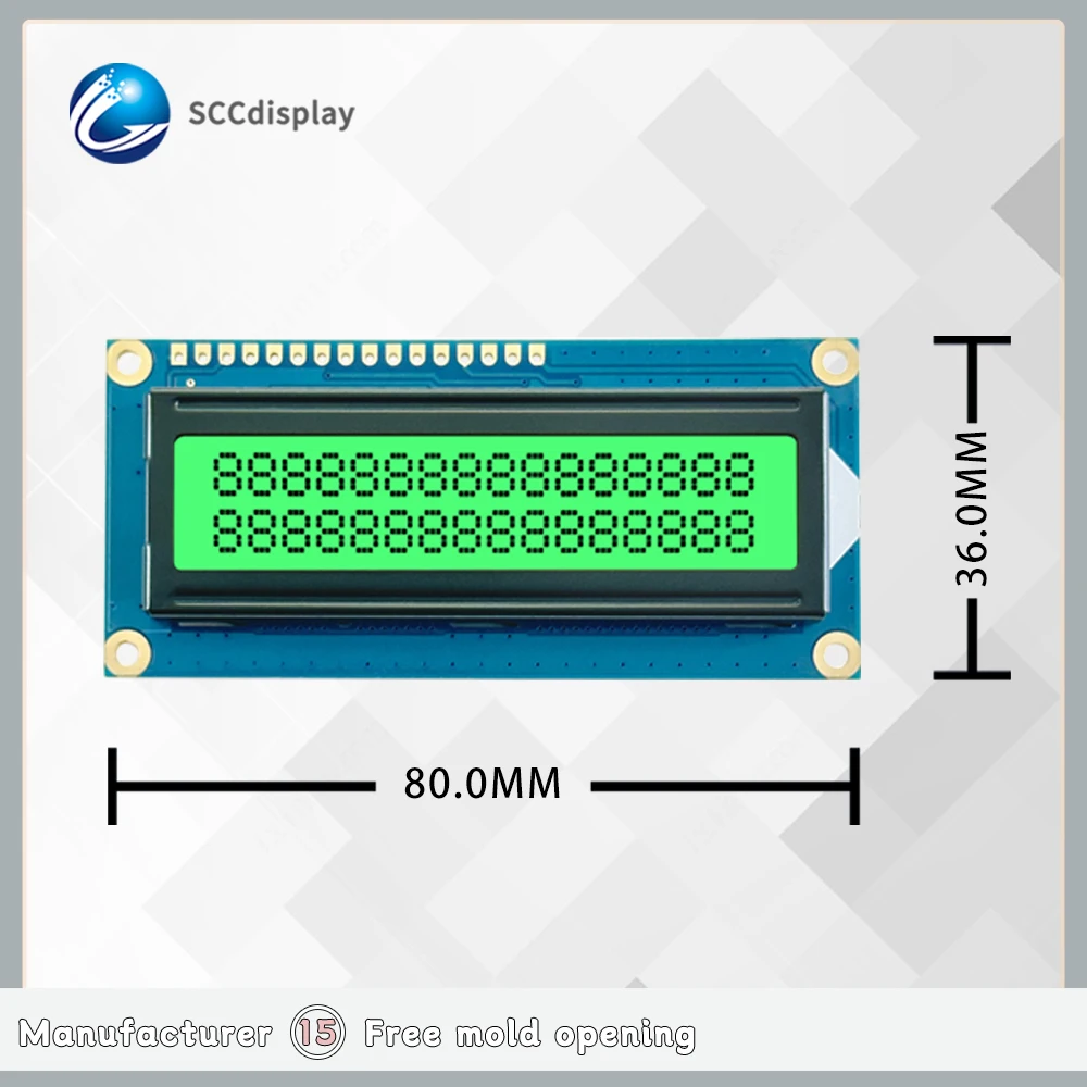 Wholesale price sales16x2 lcd SJXD1602A-D STN Emerald positive lcd character Dot matrix screen lcd display module 1602