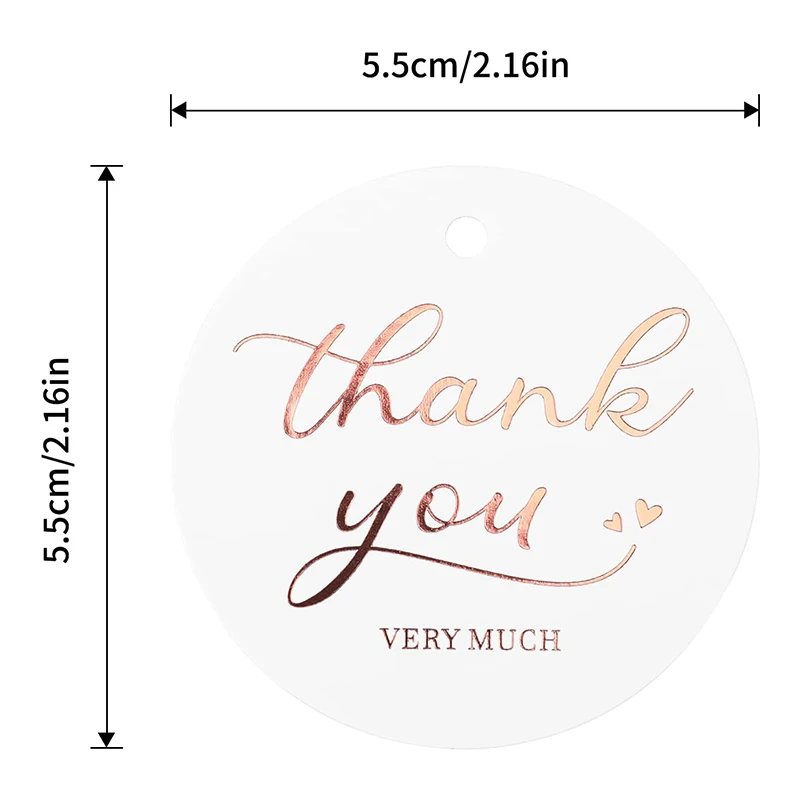 Personalized Present Thank You Very Much Tags Round Rose Gold Thank You Gift Tags with String for Party Wedding