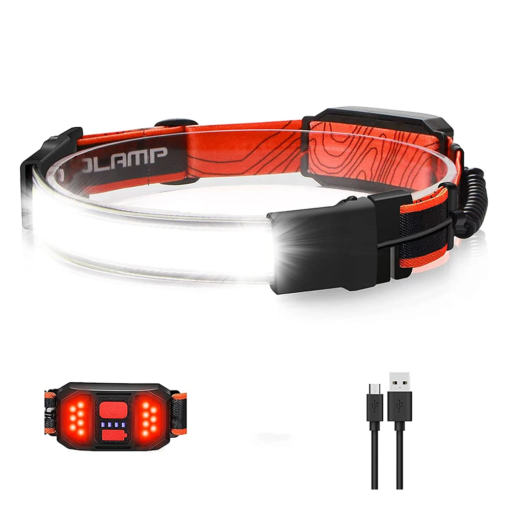 Camping Running Hiking Red Taillight LED Rechargeable 1000 Lumens 230 Degree Widebeam Headlight