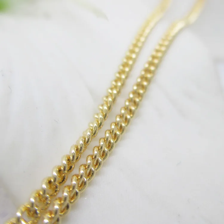 Wholesale 24K Triple Gold Plated curb chain brass body cains for jewelry making findings